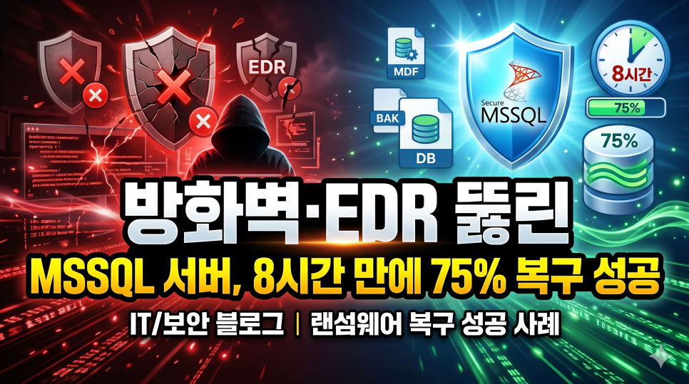 방화벽·EDR 뚫린 교육센터 MSSQL 서버, 8시간 만에 75% 복구 성공 복구 자료 1